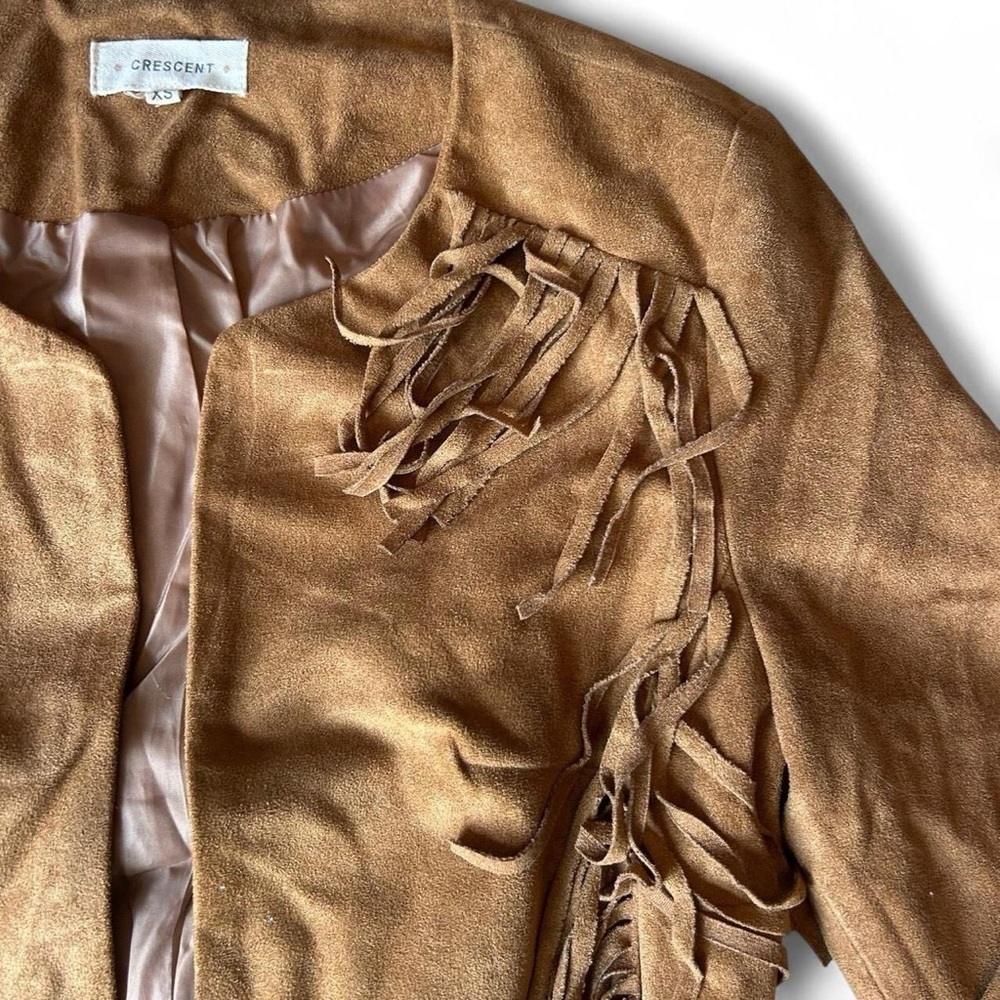 Crescent Brown Fringe Lightweight Jacket – Western - Boho Vibes, Size XS